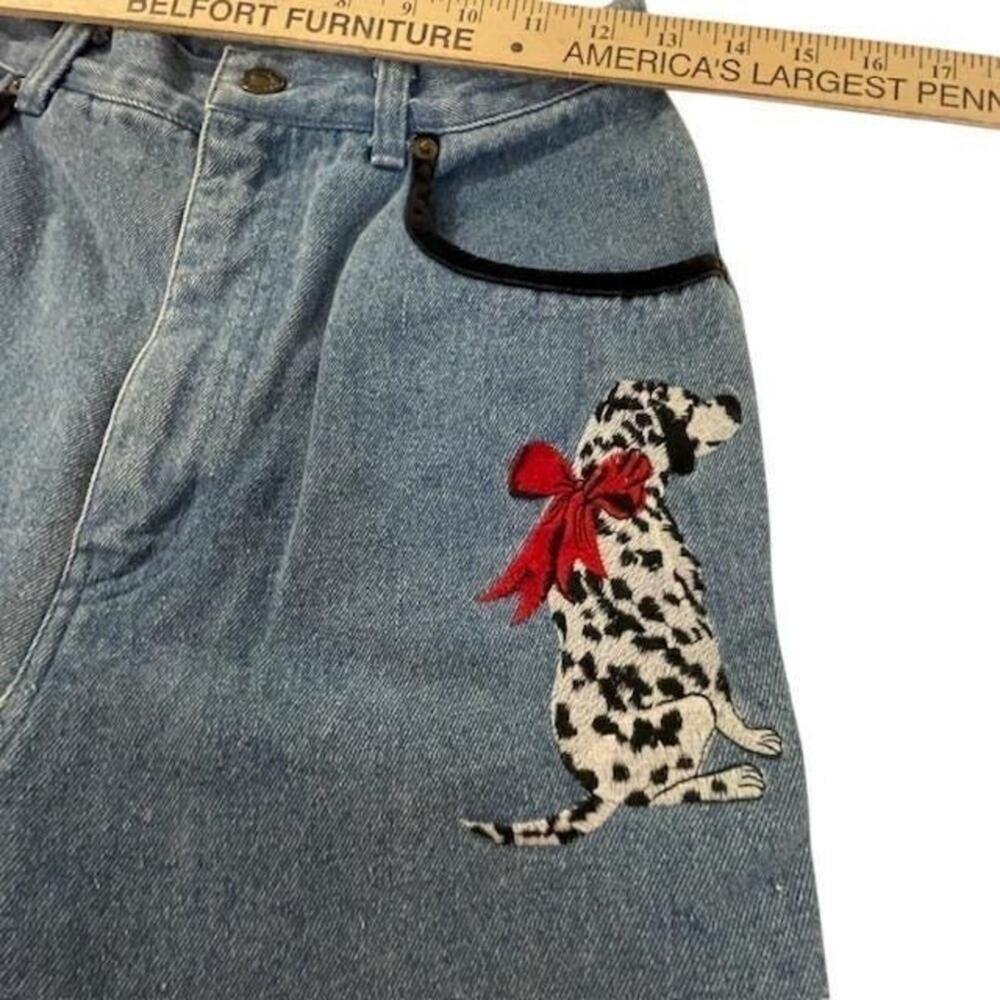 Dry Goods Company Jeans Woman Sz 6 Dog Embroidery High Rise Animal 90s Retro - Picture 7 of 9